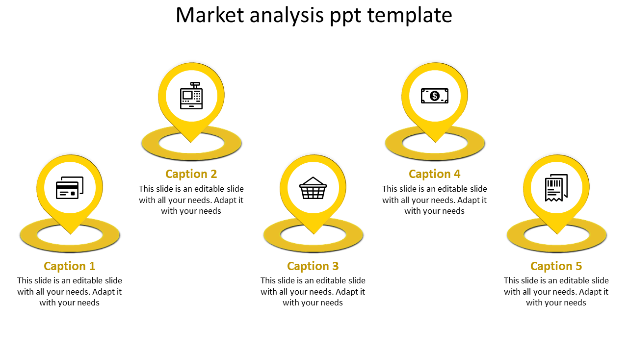 Editable Market Analysis PPT Template With Location Marks